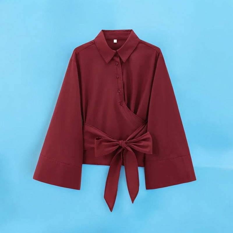 Langermet kimonobluse for kvinner