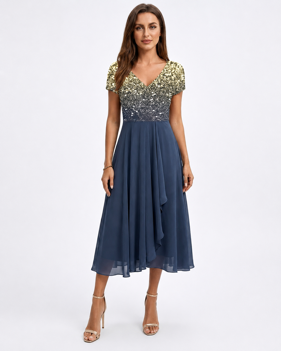 Kvinne Chiffon Kjole Midi Blomstertrykk