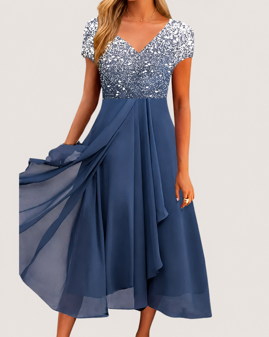 Kvinne Chiffon Kjole Midi Blomstertrykk