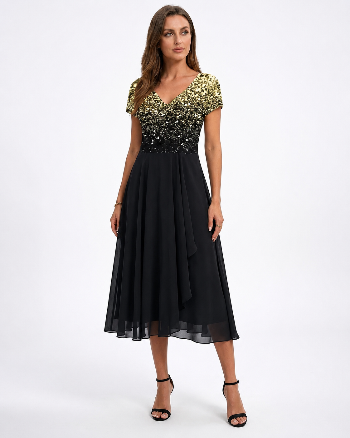 Kvinne Chiffon Kjole Midi Blomstertrykk