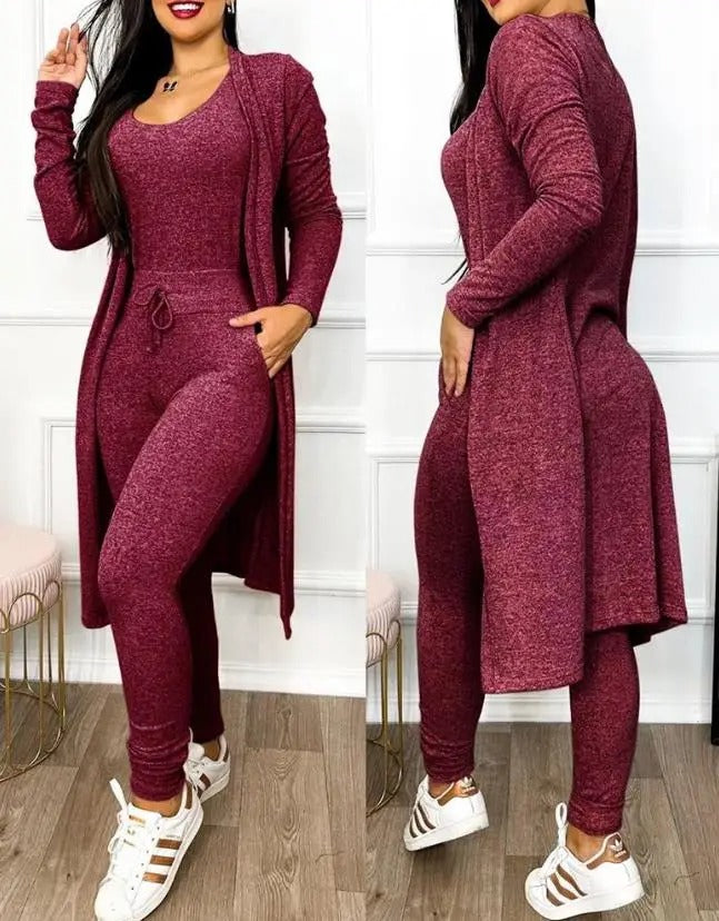 Snøring Lomme Design Jumpsuit & Coat Sett