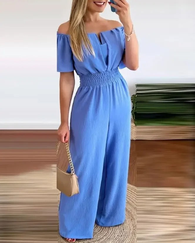 Off Shoulder Jumpsuit med brede ben for kvinner