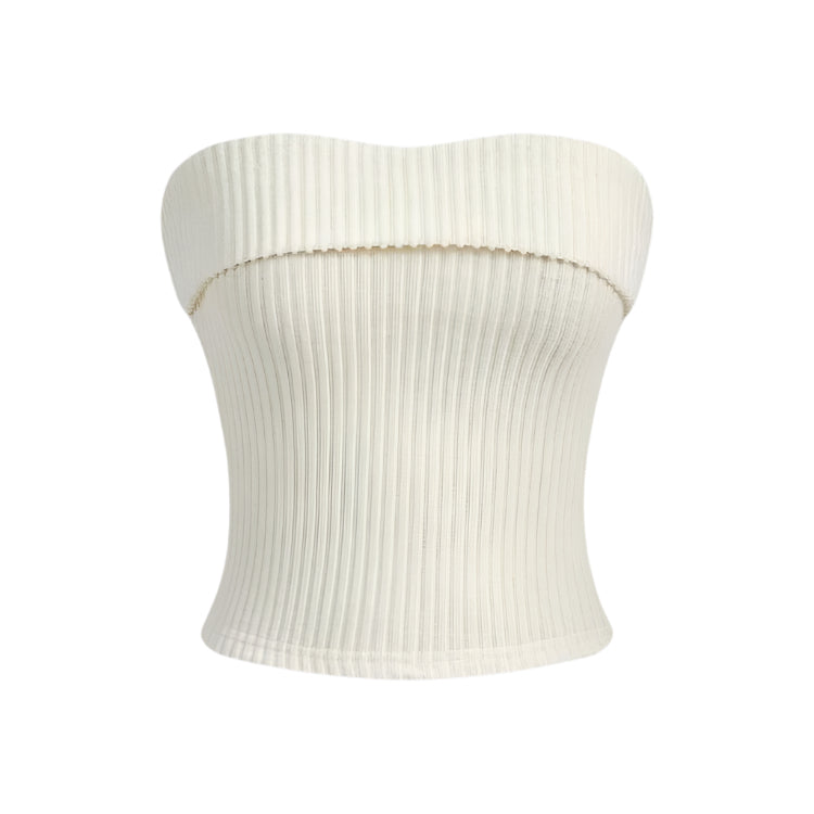 Ribbet stroppeløs slim fit tube-top for kvinner