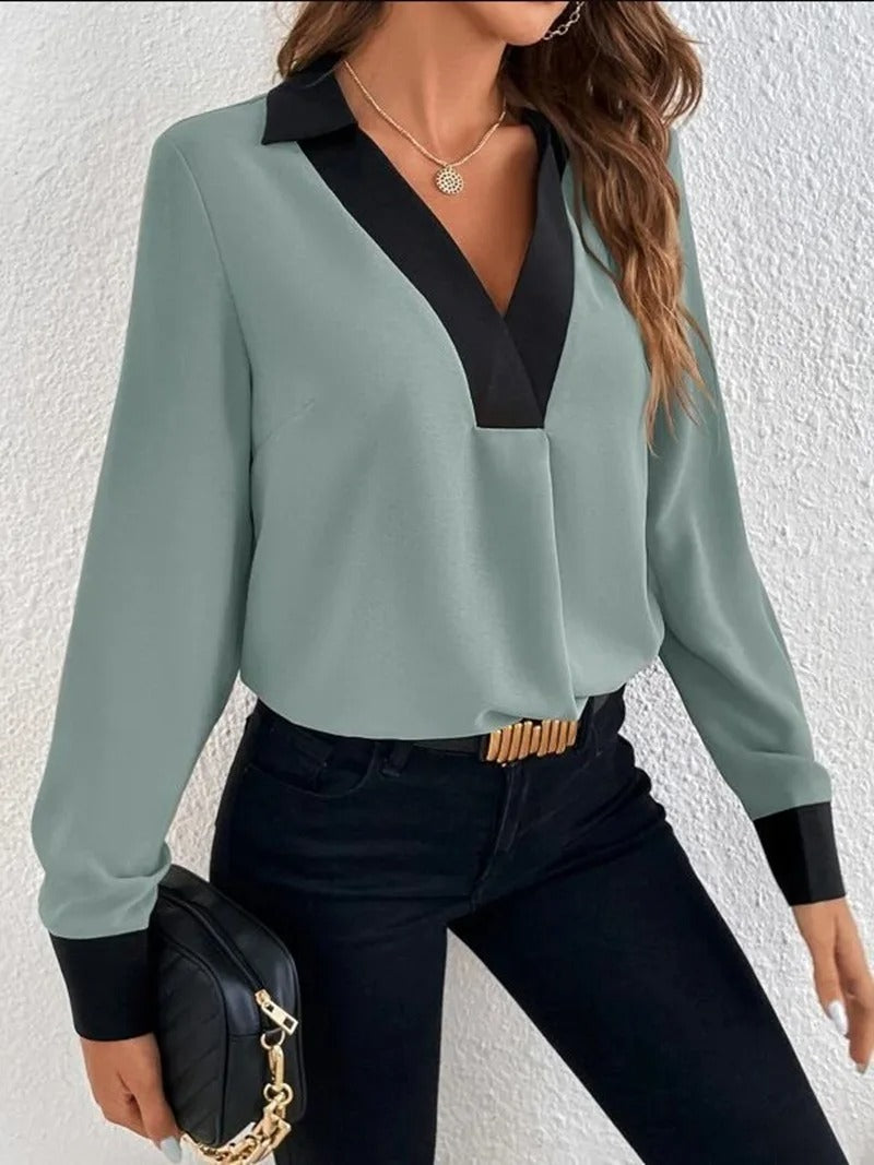 Langermet kontorbluse til dame
