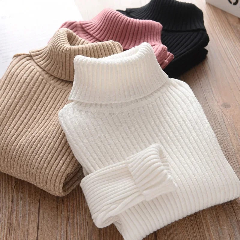 Strikket genser med turtleneck for barn