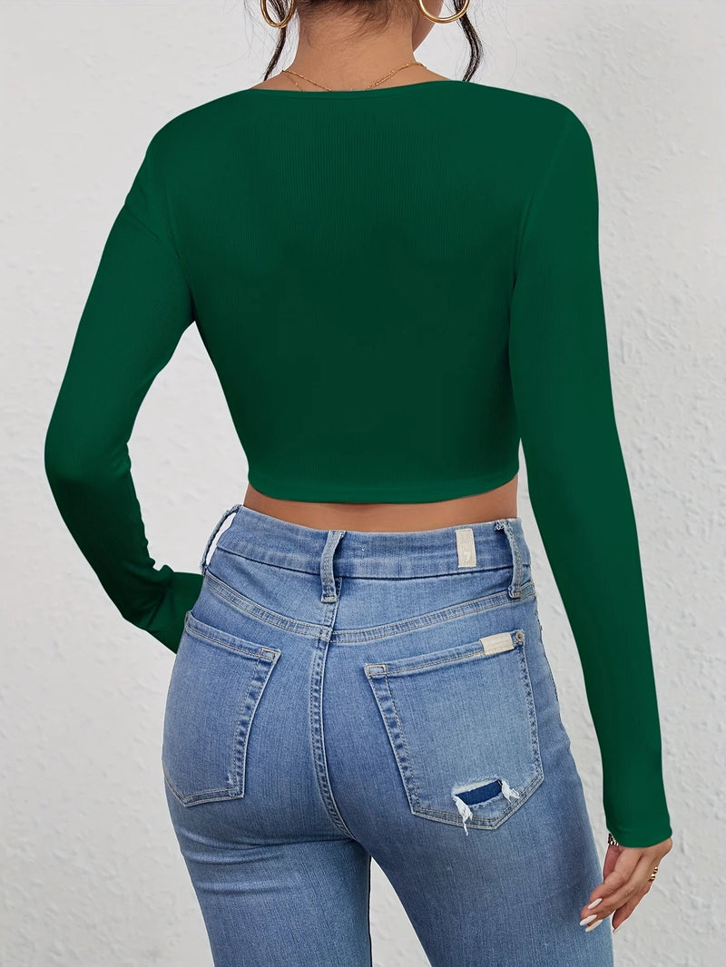 Slim Fit T-skjorte med firkantet hals for dame