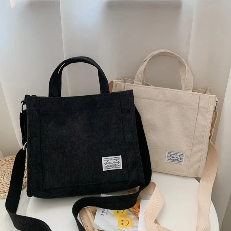 Kvartert cordfløyelveske for kvinner