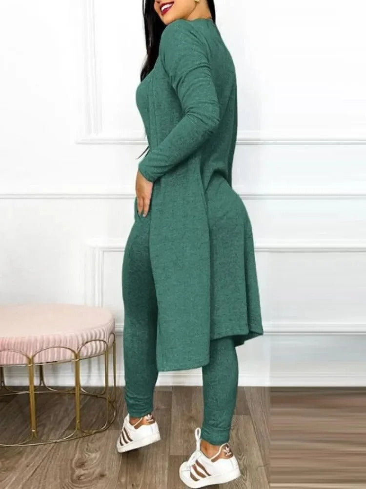 Snøring Lomme Design Jumpsuit & Coat Sett