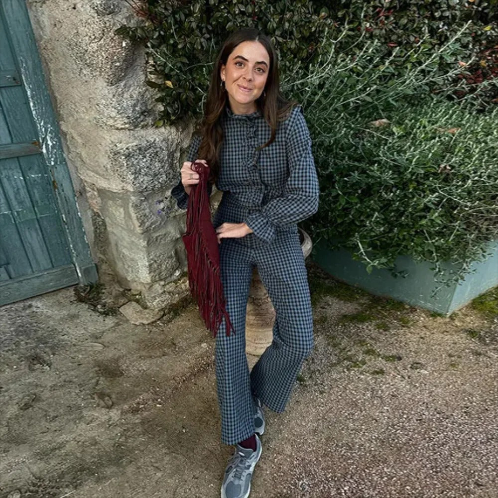 Bubble Sleeve Rutete Jumpsuit for kvinner