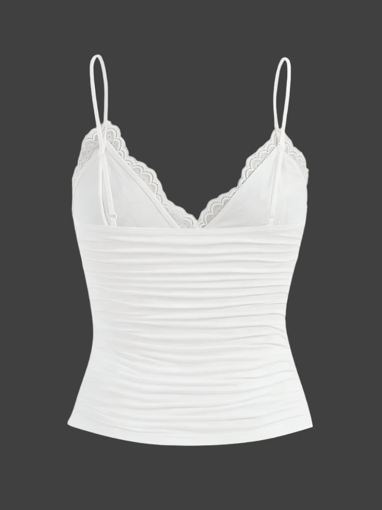 Dame kontrast blonde sløyfe Front Crop Cami Topp