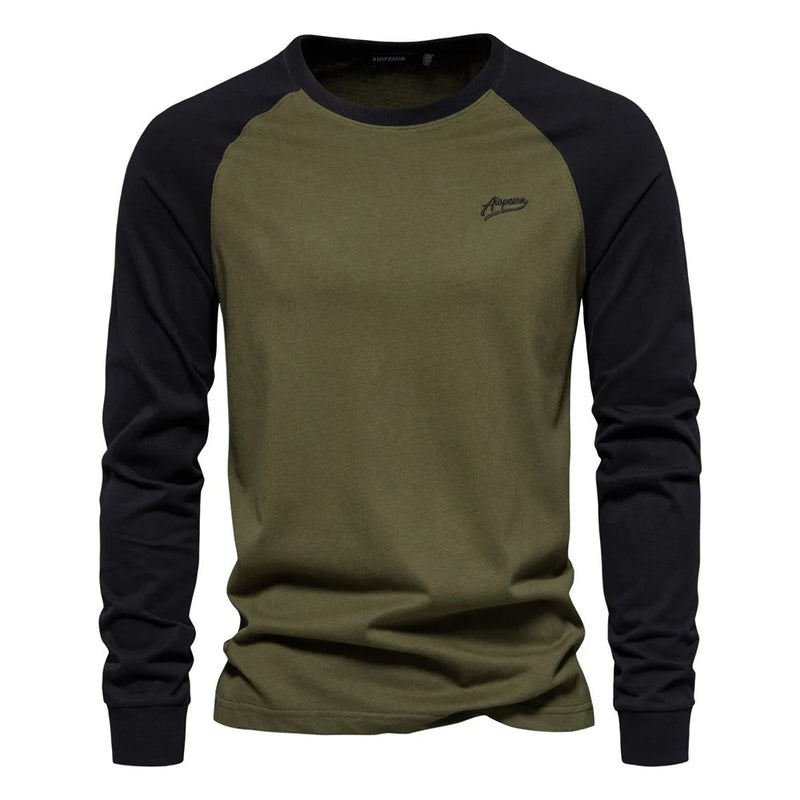 Langermet Patchwork T-skjorte for menn
