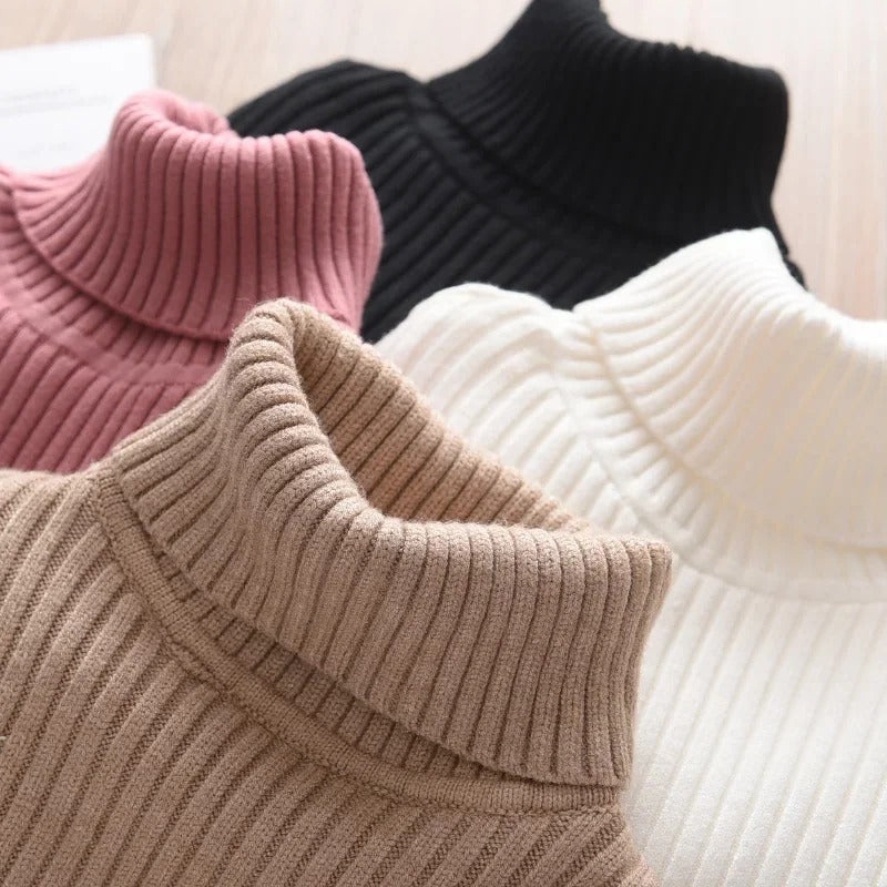 Strikket genser med turtleneck for barn