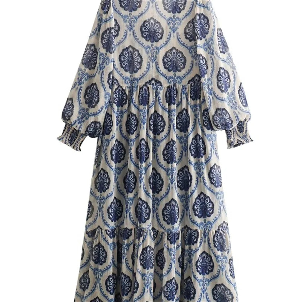 Kjole i metallisk print til kvinner