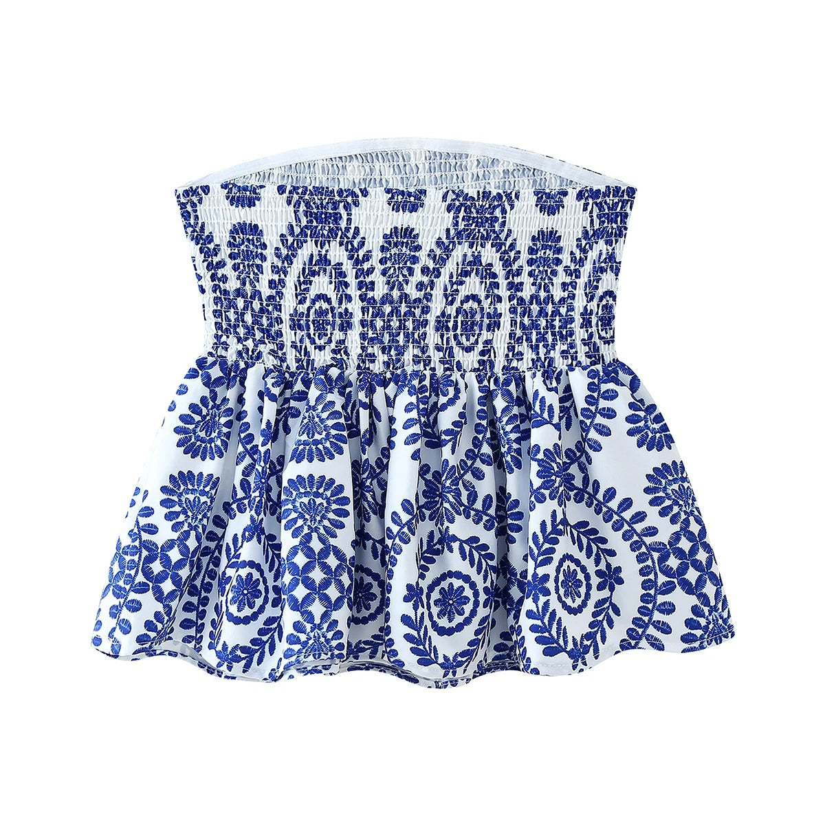 Blomstertrykk Ruffled Crop Top