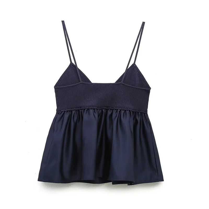 V-hals plissert smockbluse for kvinner