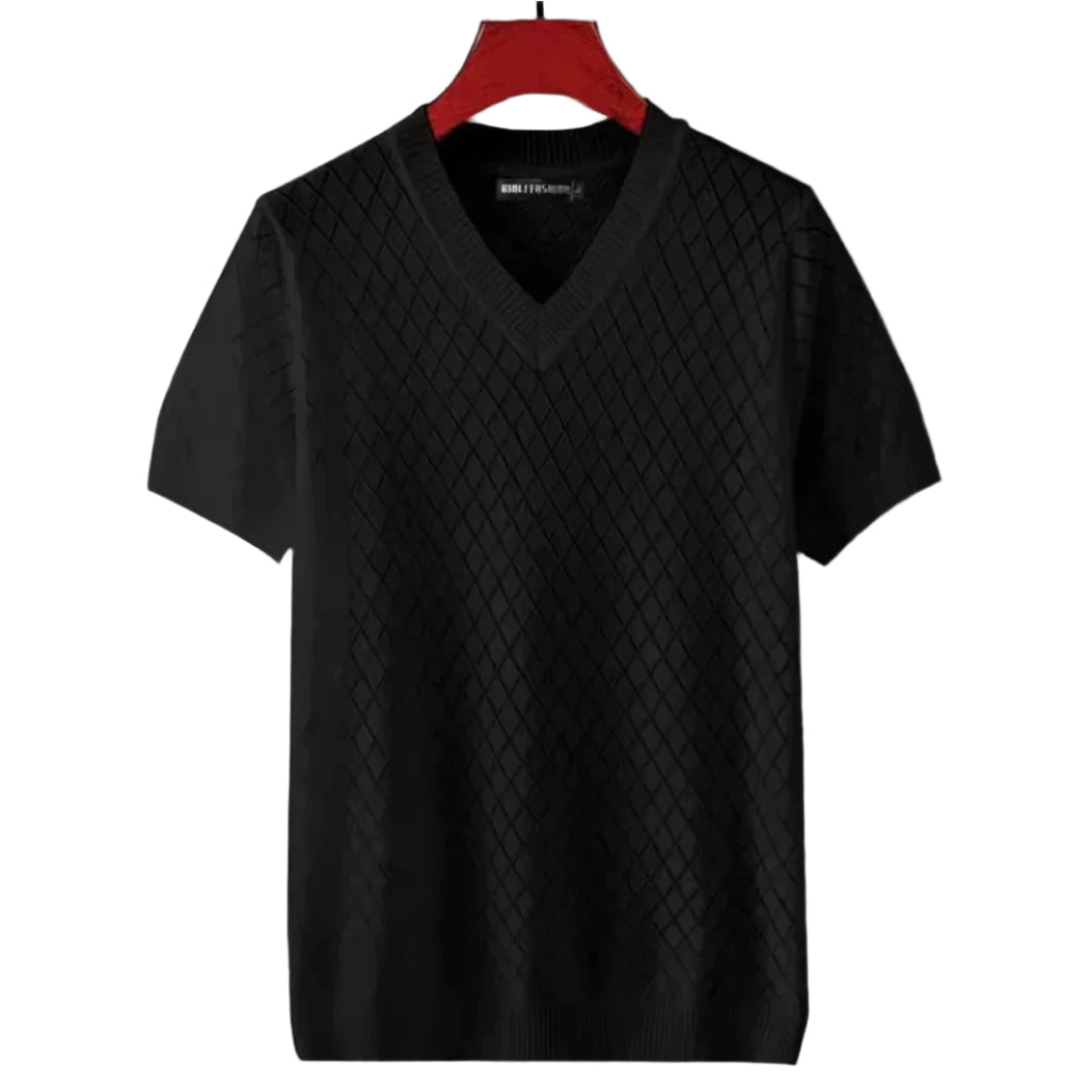 Herre-T-skjorte i is-silke med V-hals