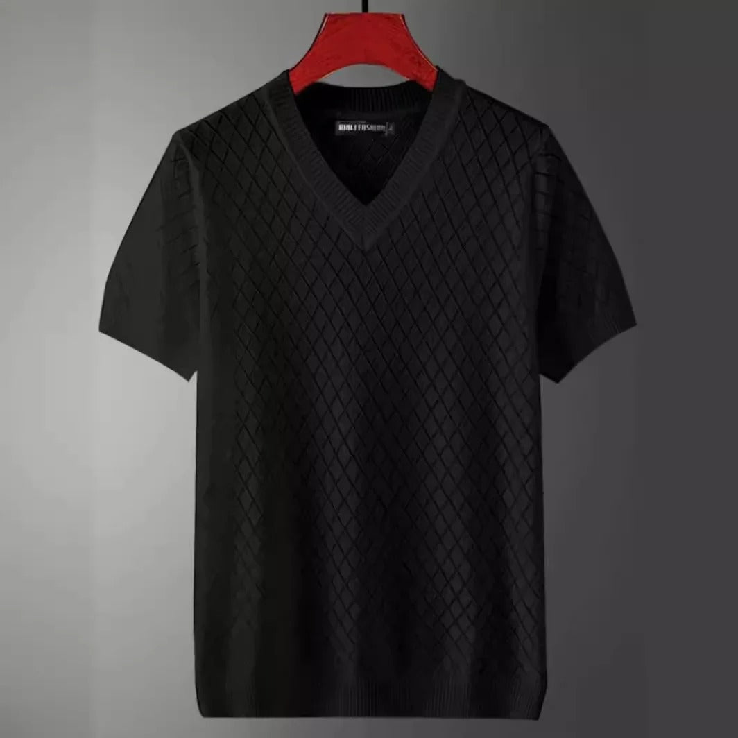 Herre-T-skjorte i is-silke med V-hals