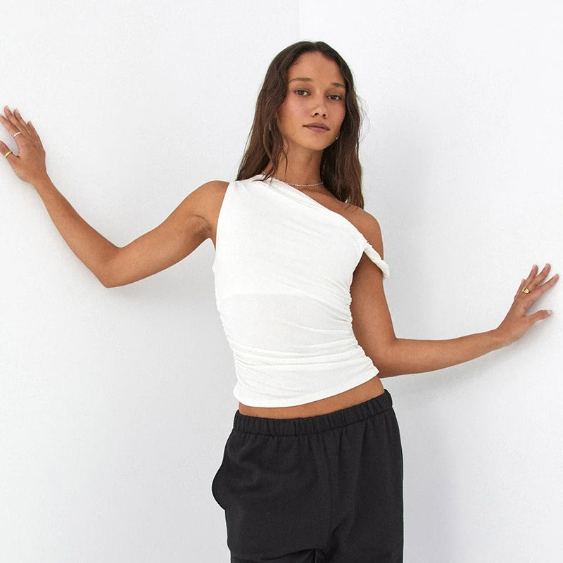 Off-Shoulder kort tank-top for kvinner