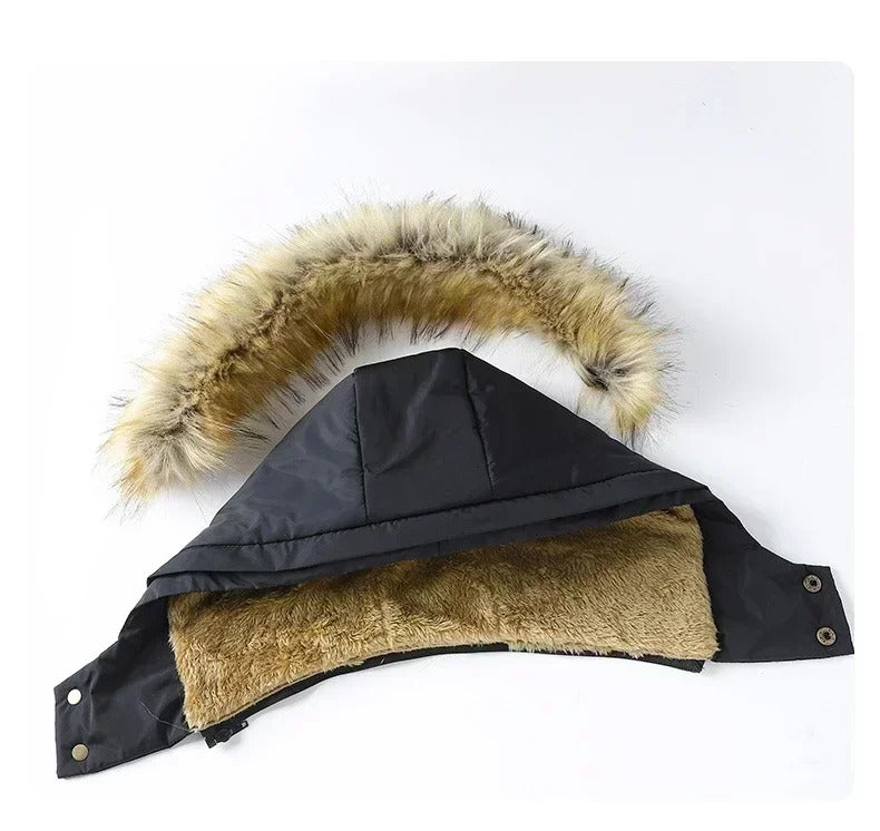 Fleeceforet pelsfrakk med krage for menn