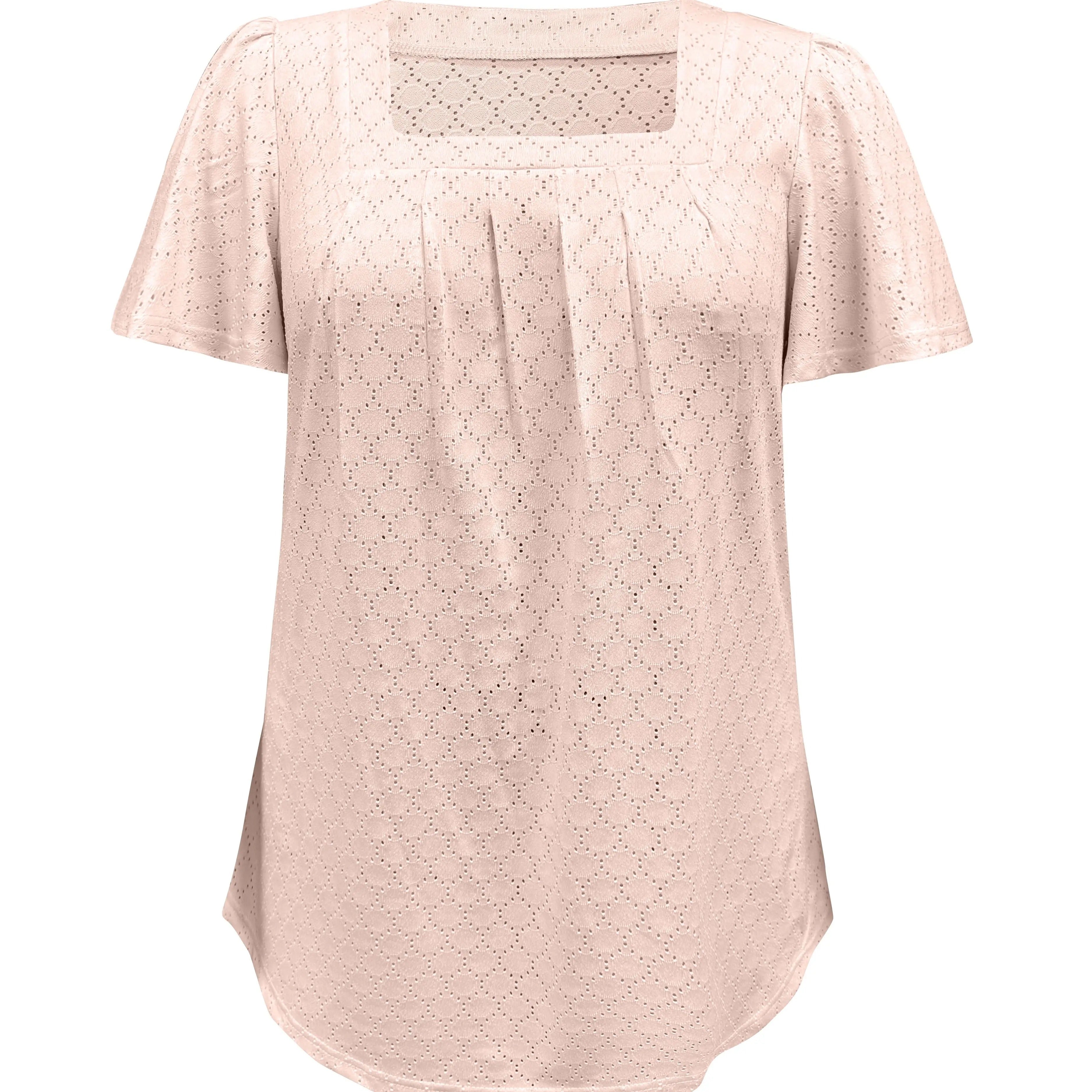 Damebluse med volanger og hull