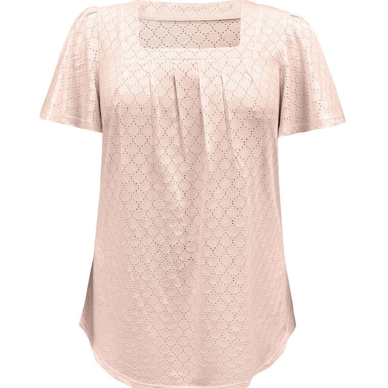Damebluse med volanger og hull