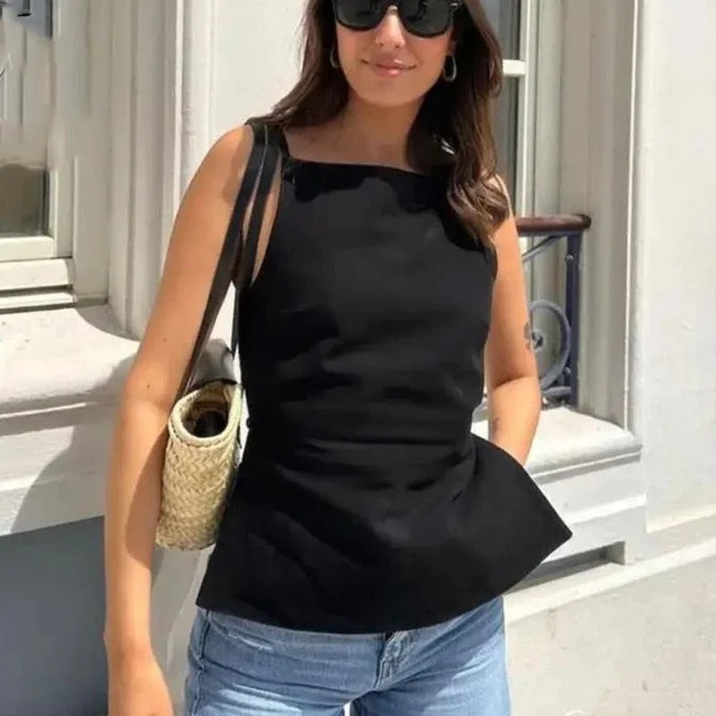 Ryggløs Crop Top med tynne stropper for kvinner