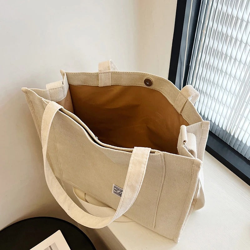 Kvartert cordfløyelveske for kvinner