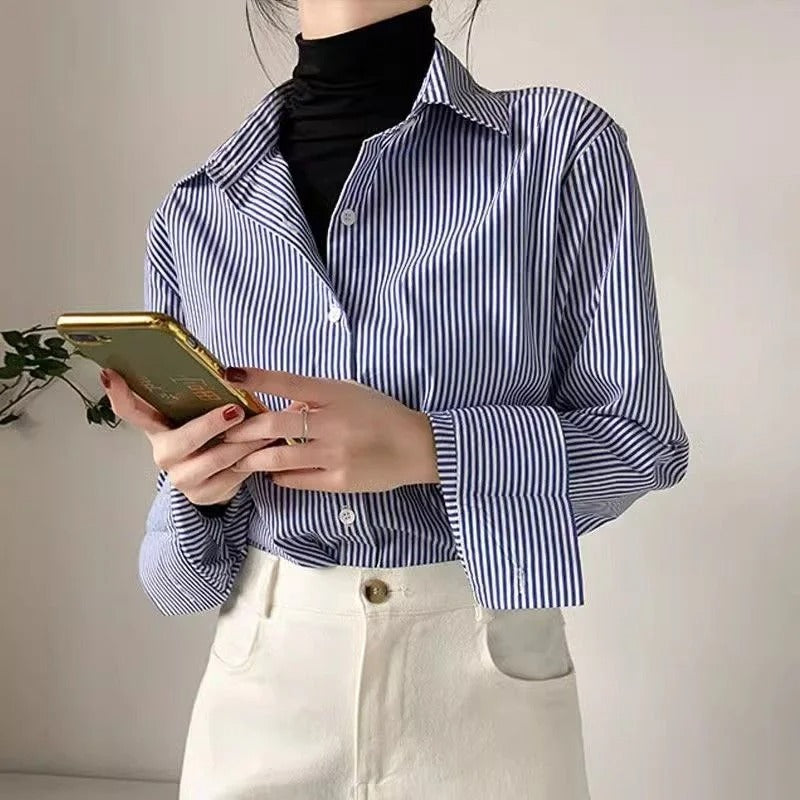 Klassisk stripete bluse for kvinner