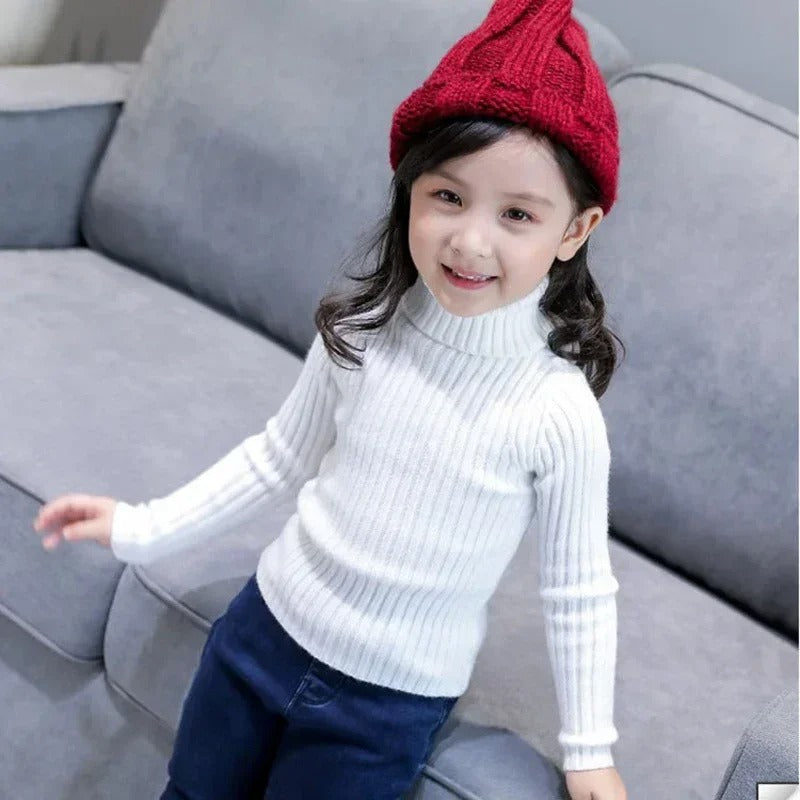 Strikket genser med turtleneck for barn