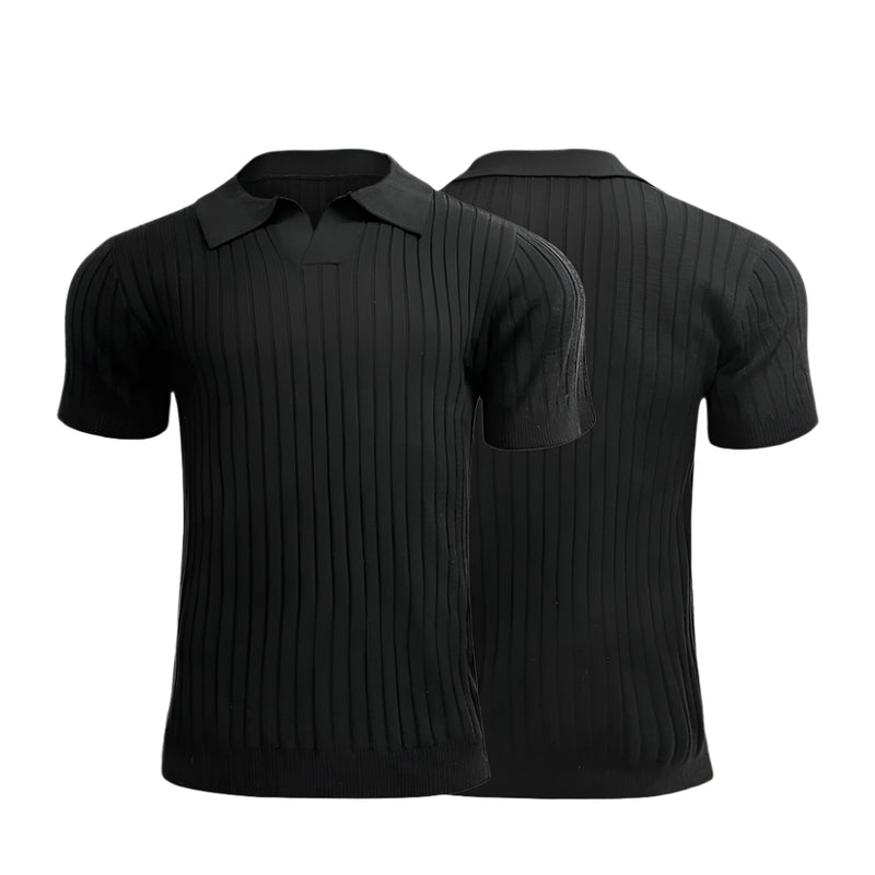 Retro strikket poloskjorte for menn