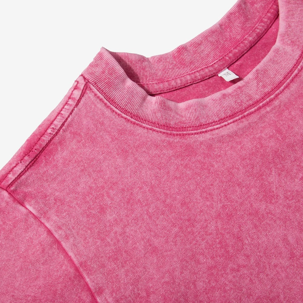 Ensfarget Slim Washed T-skjorte for Kvinner