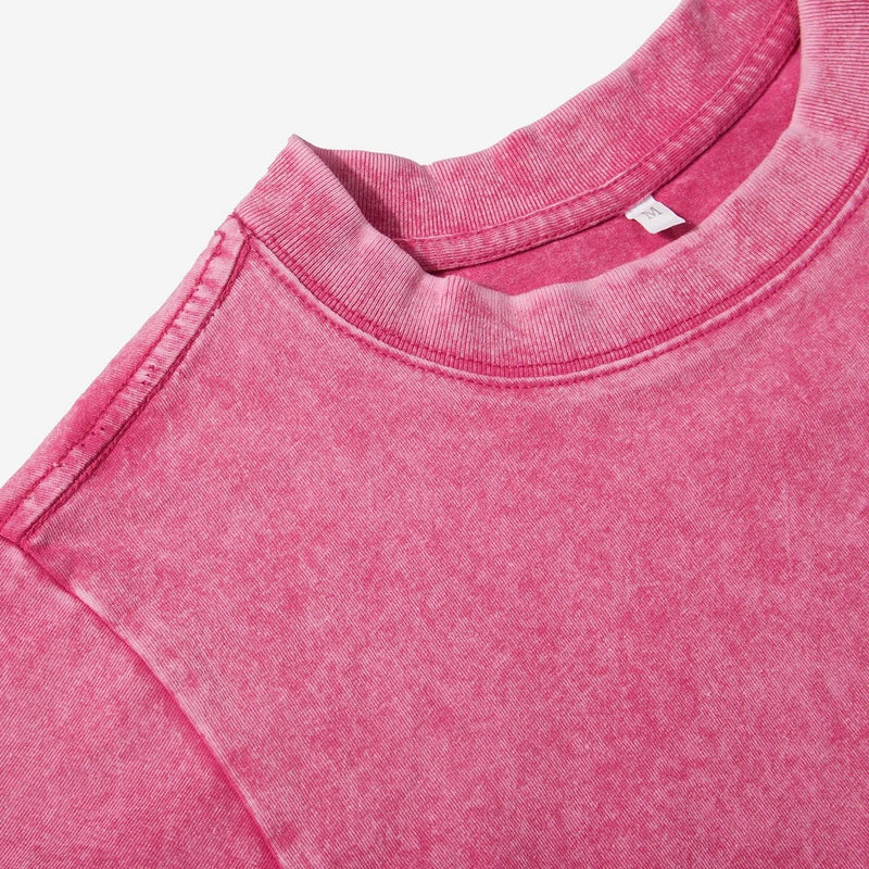 Ensfarget Slim Washed T-skjorte for Kvinner