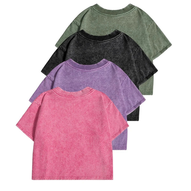 Ensfarget Slim Washed T-skjorte for Kvinner