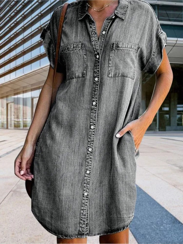 Damekjole i denim med løs passform