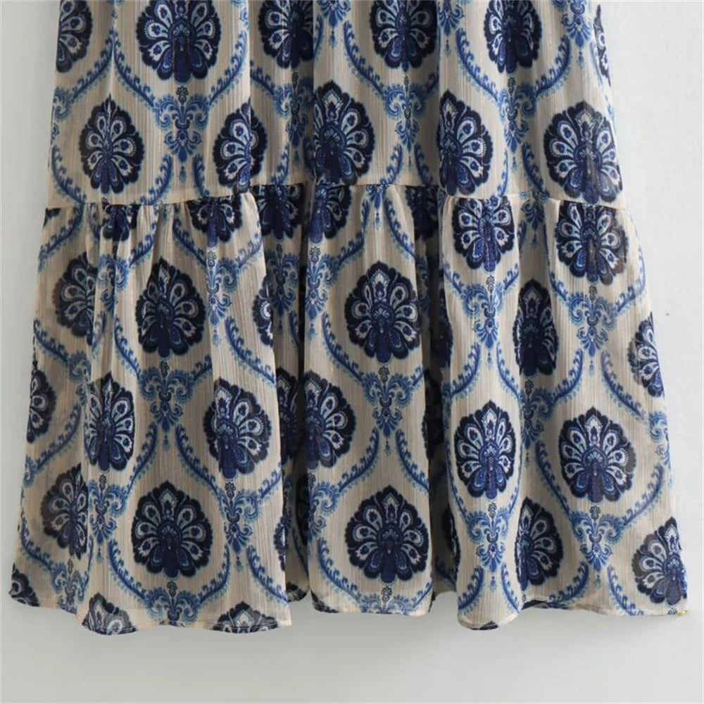 Kjole i metallisk print til kvinner