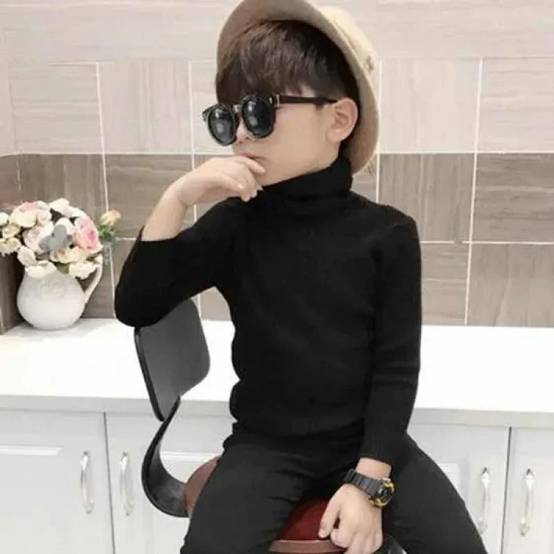 Strikket genser med turtleneck for barn