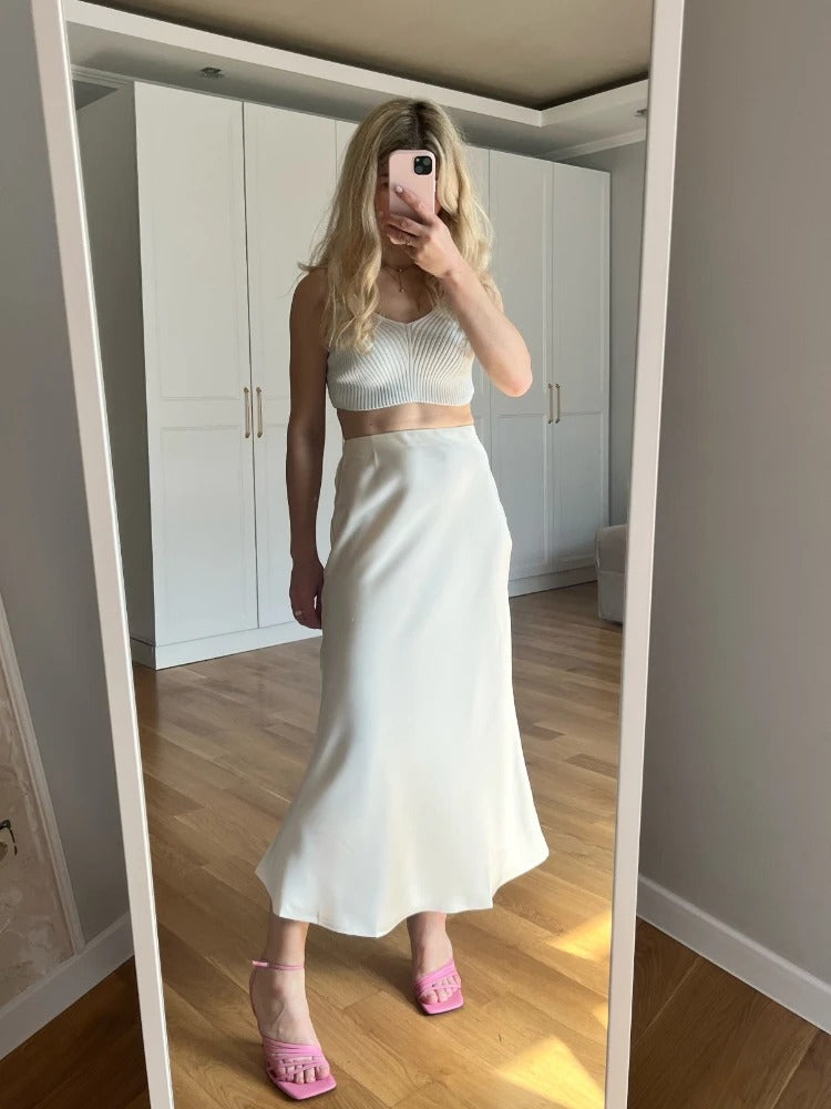 Dame Slim Fit Satin Snøring Kjole