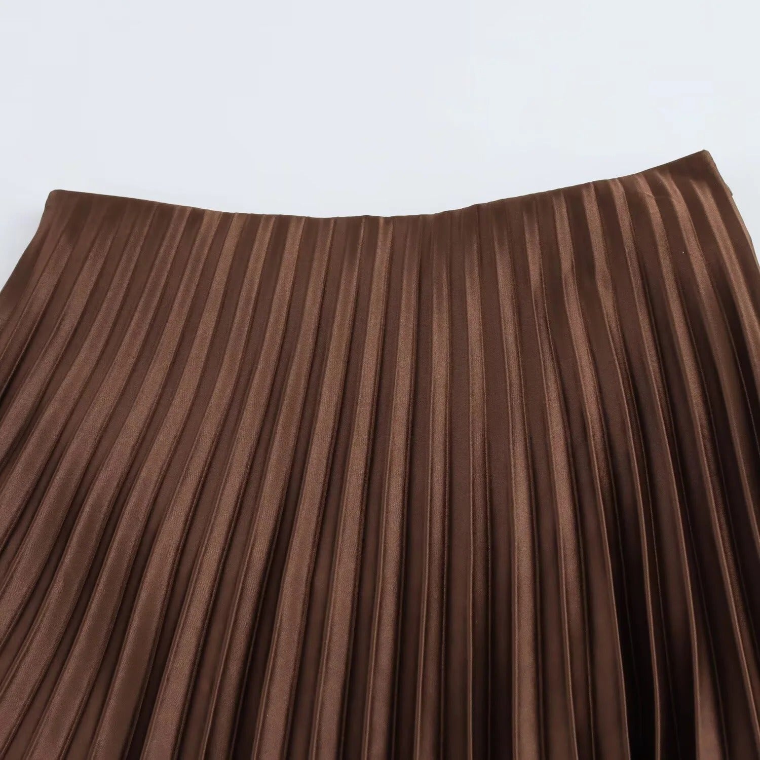 Plissert elastisk skjørt med høy midje for kvinner