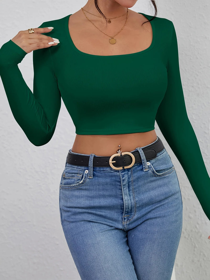 Slim Fit T-skjorte med firkantet hals for dame