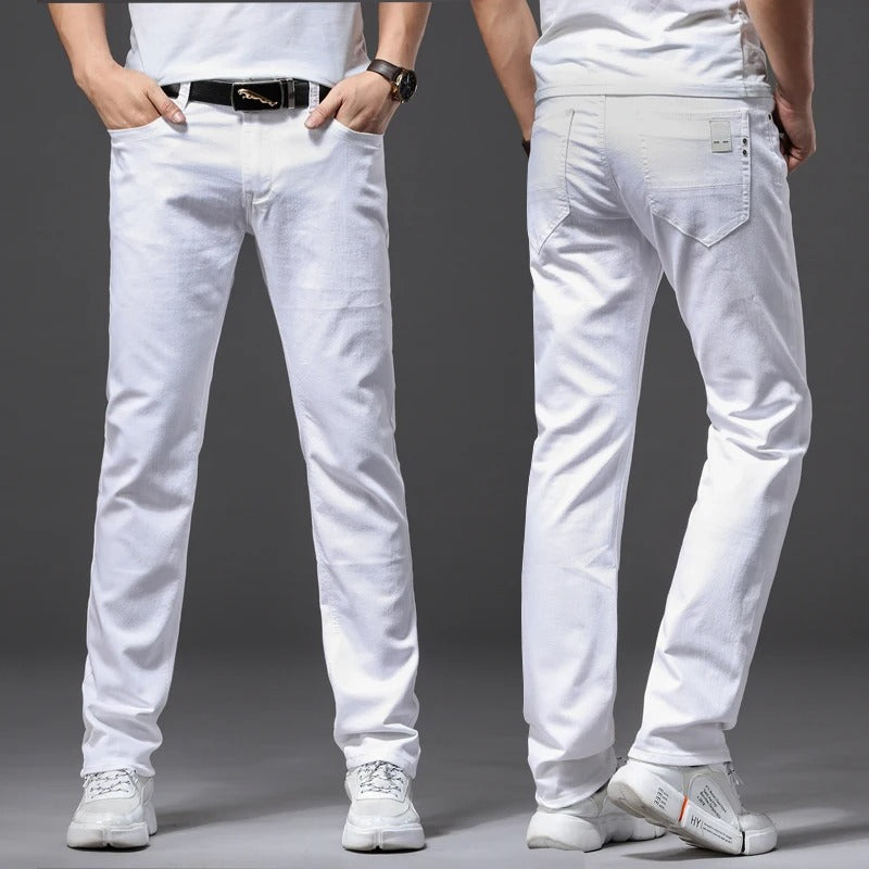 Hvite slim fit-jeans for menn
