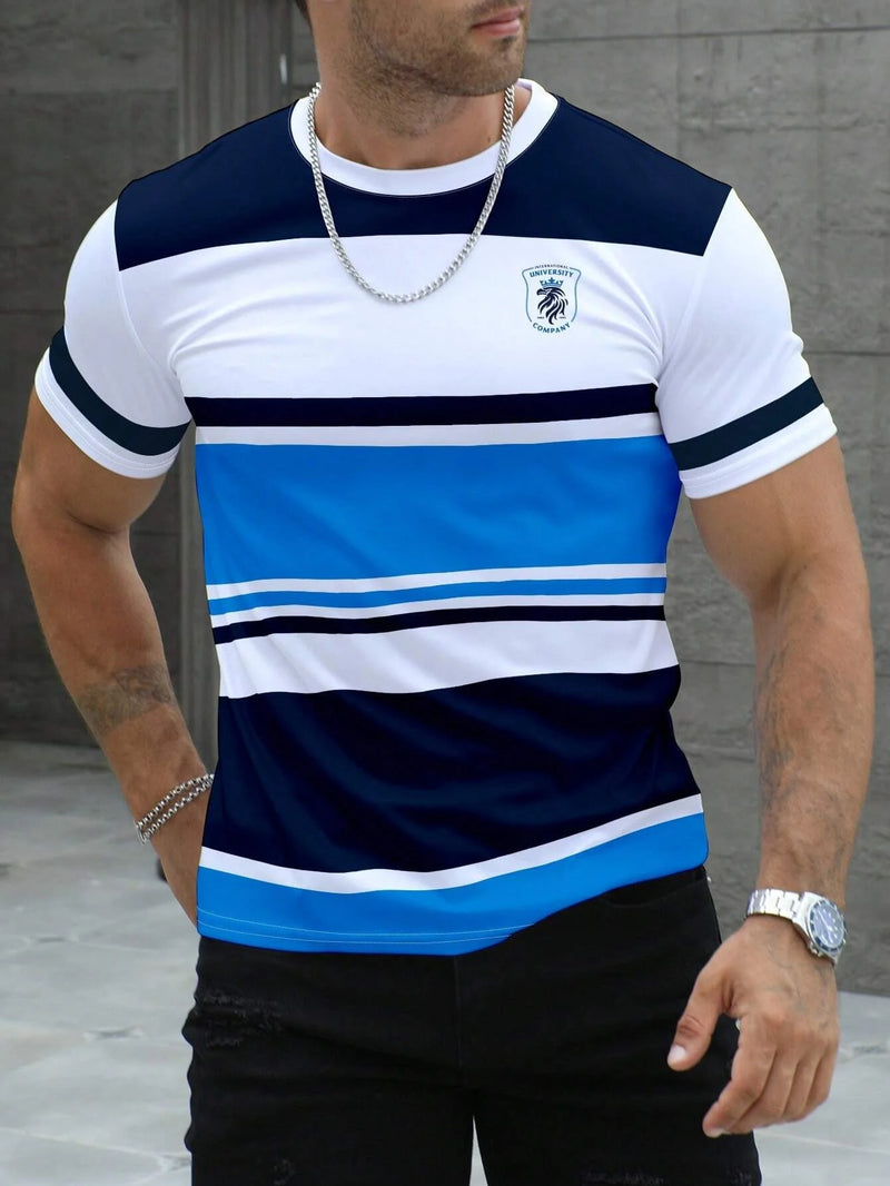 Stripete casual T-skjorte for menn