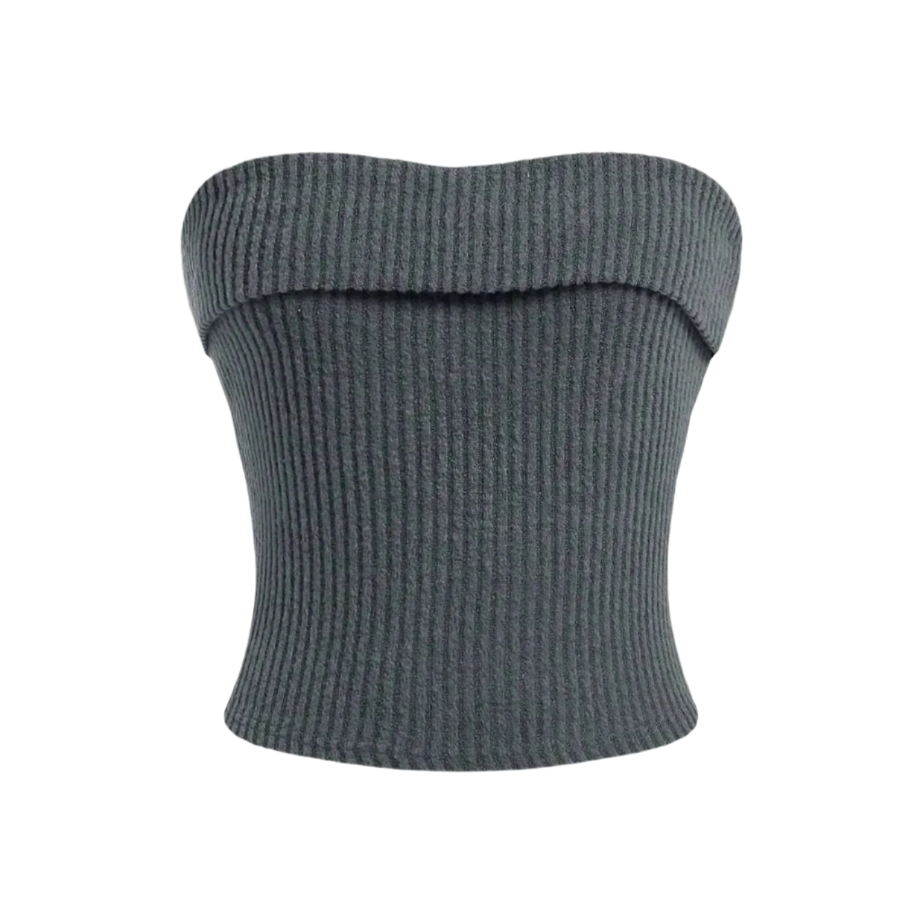 Ribbet stroppeløs slim fit tube-top for kvinner