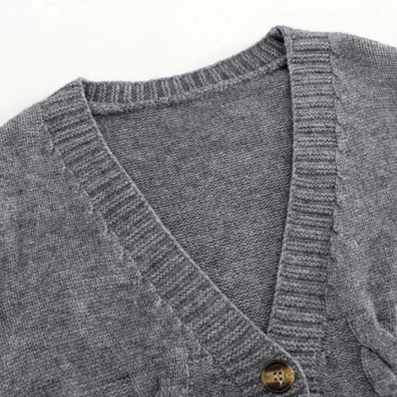 V-hals strikket cardigan for kvinner