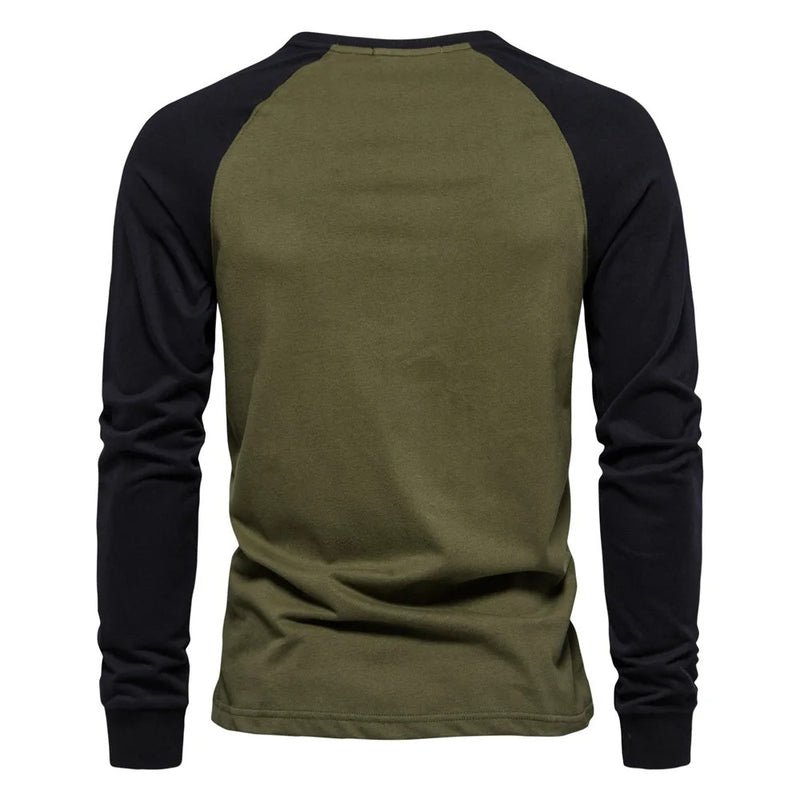 Langermet Patchwork T-skjorte for menn