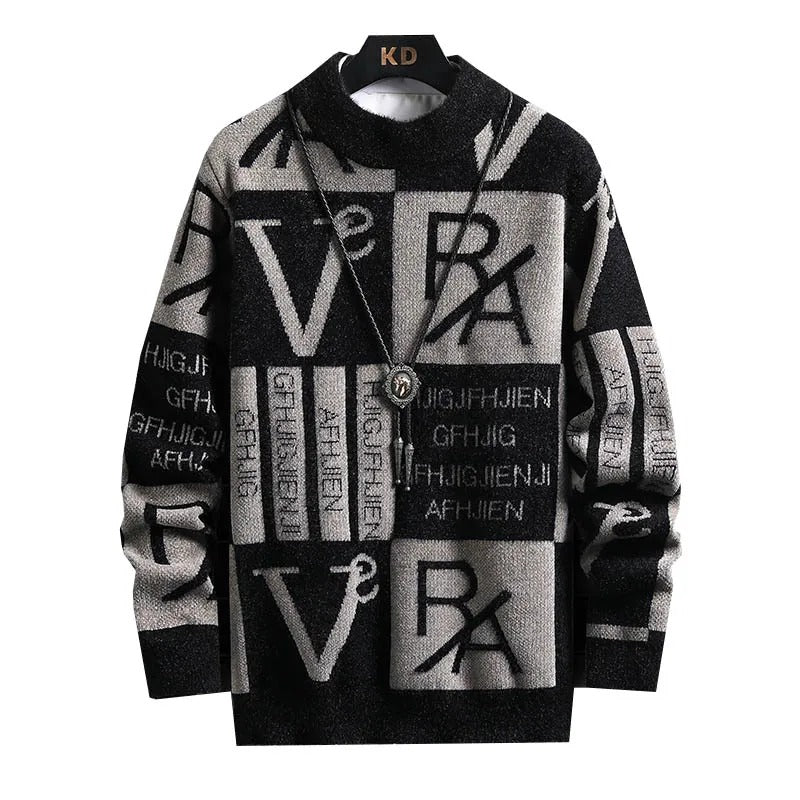 Stripete genser med rund hals for menn