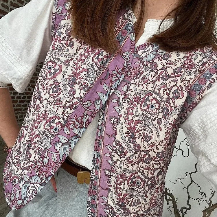 Bomullsvest med trykk for kvinner