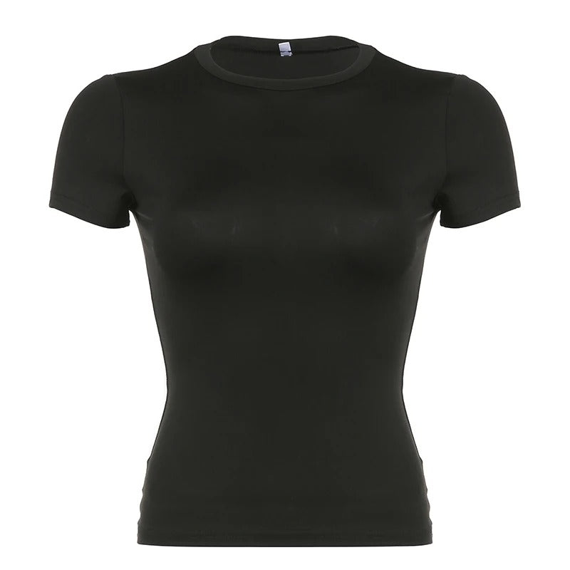 Skinny T-skjorte med rund hals for kvinner