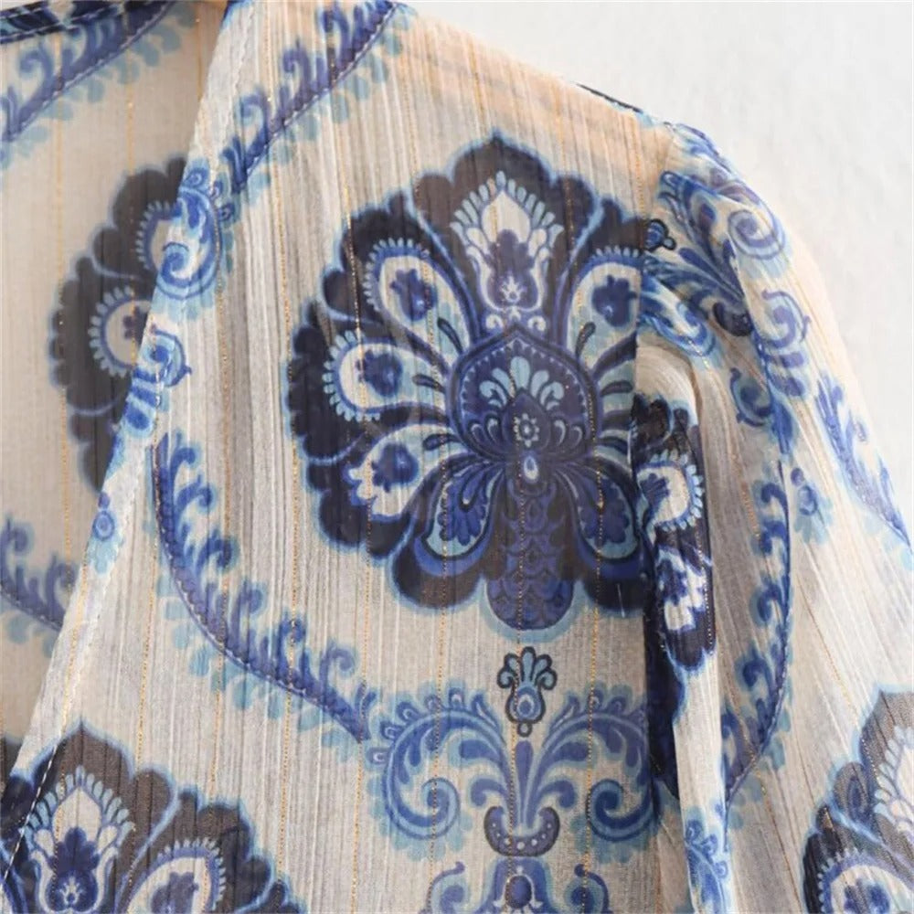 Kjole i metallisk print til kvinner