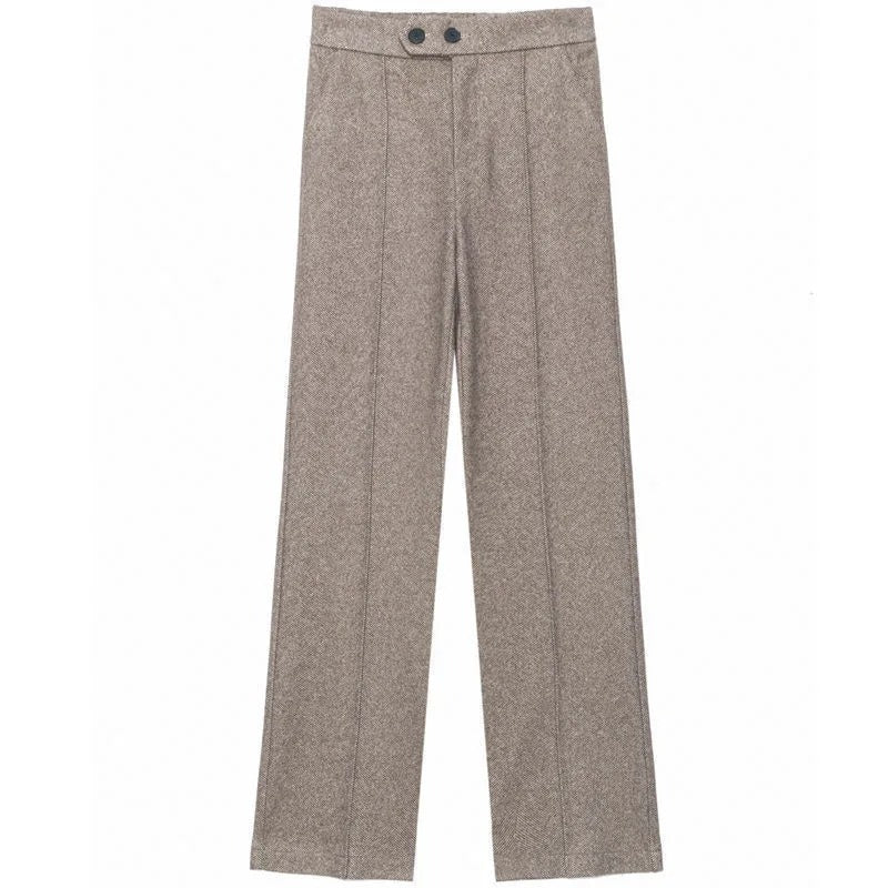 Rette bukser i ullblanding til dame