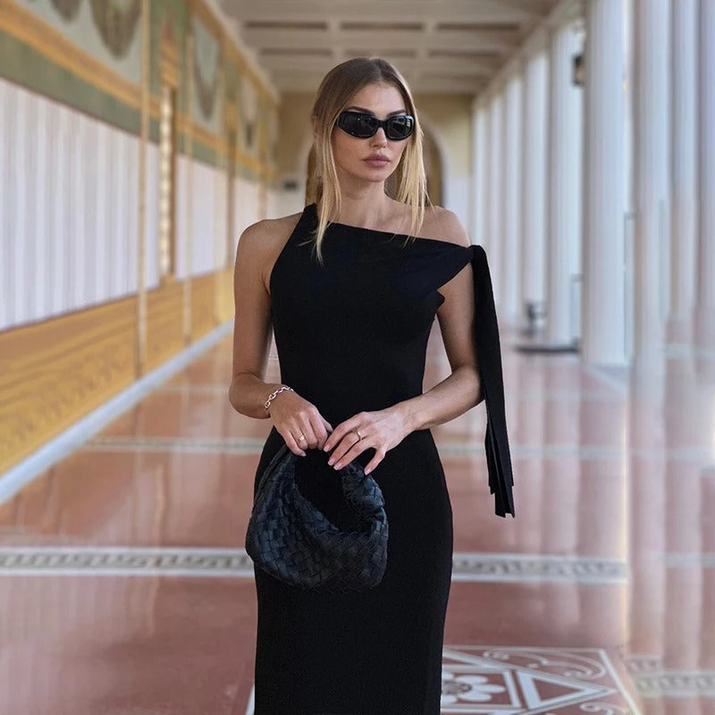 Kvinners ermeløs slim fit aftenkjole